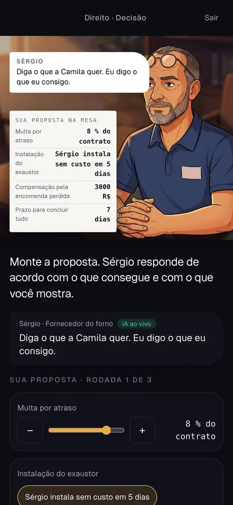 Você negocia com alguém que reage